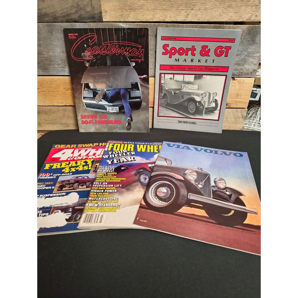 Lot of 5 VTG Car Magazines - 1984-1987 Counterman, Volvo, Four Wheeler, Sport GT